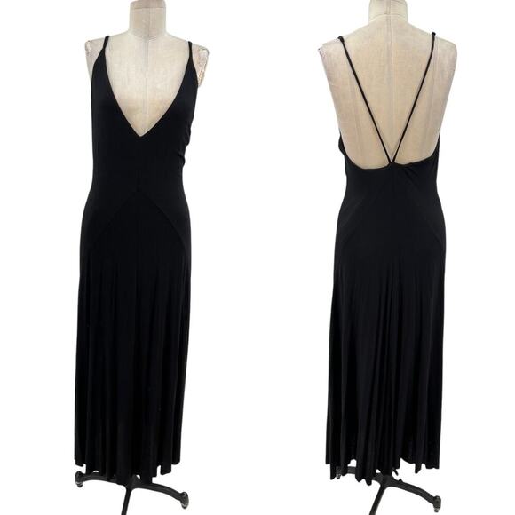 Free People Beach Black Viscose Jersey Strappy Midaxi Dress Size XS - Picture 1 of 13